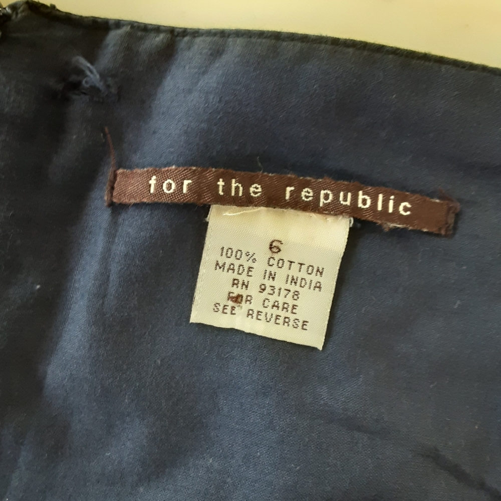 For the Republic 100% Cotton Navy Flare Circle Shaker Pleated Skirt Sz 6 - Y2K - Picture 12 of 13
